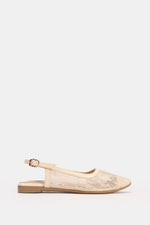 SLINGBACK BEIGE FLORAL MESH MULE