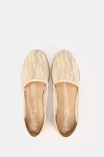 BEIGE FLORAL MESH LOAFERS