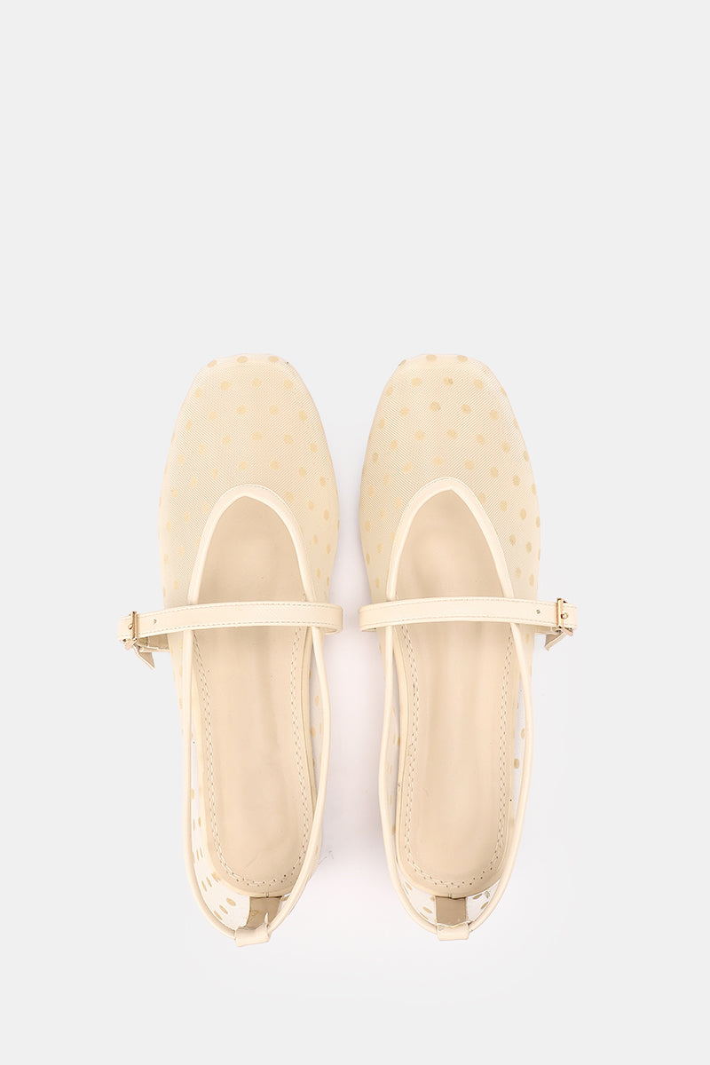 BEIGE POLKA MESH MARY JANE