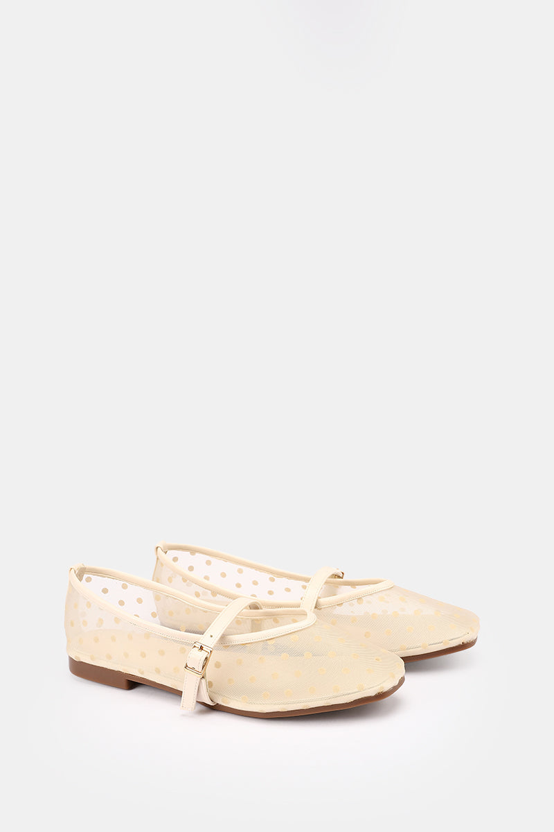 BEIGE DOTTED MESH MARY JANE