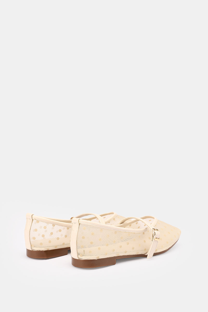 BEIGE POLKA MESH MARY JANE