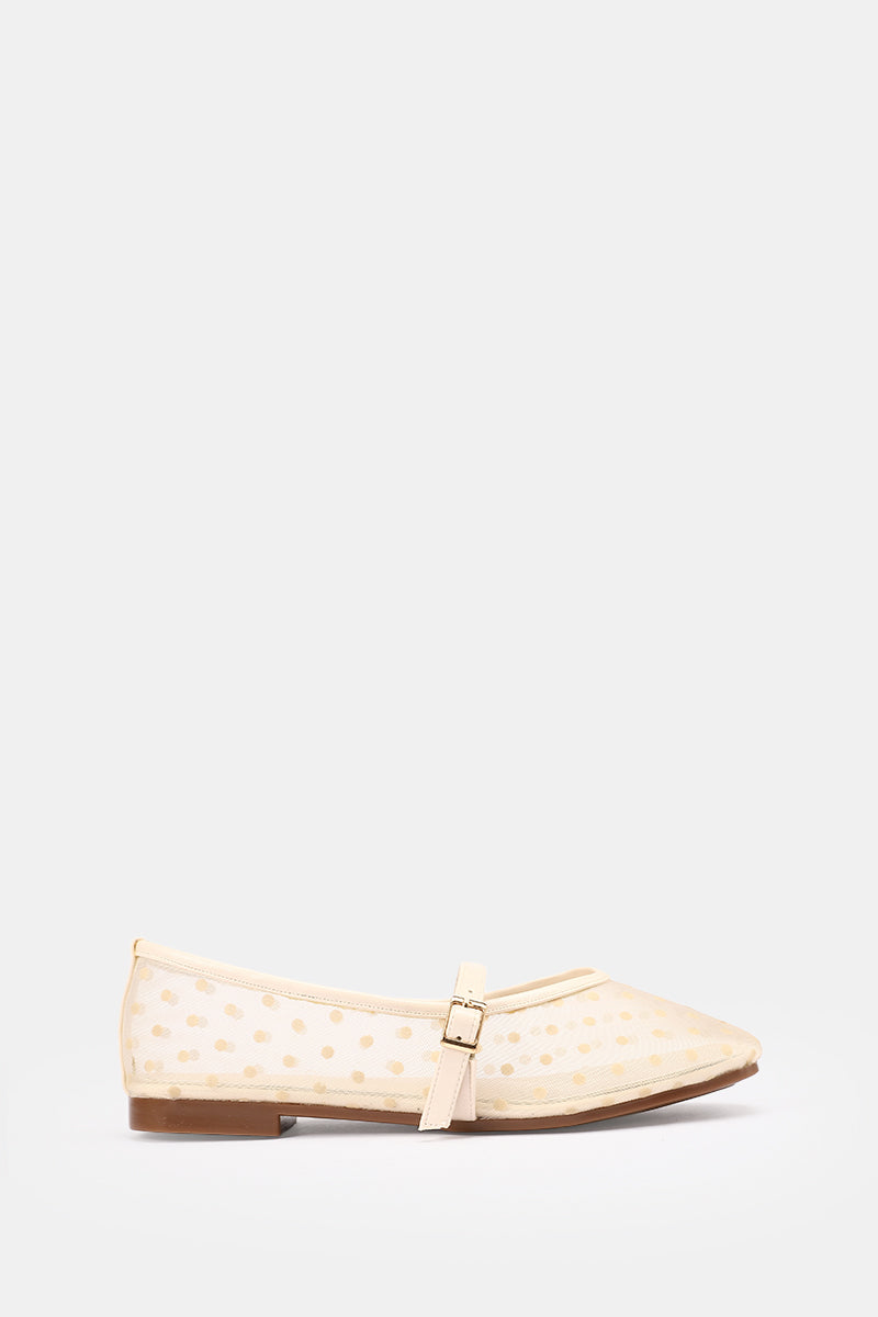 BEIGE POLKA MESH MARY JANE
