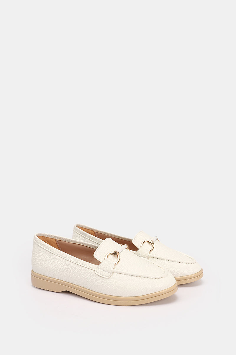 WHITE CHAINED CUSHIONED LOAFER