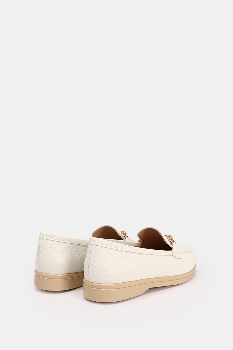 WHITE CHAINED CUSHIONED LOAFER