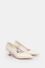 WHITE OPEN KITTEN PUMPS