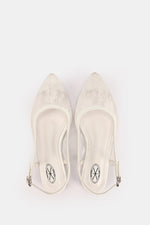 SLINGBACK WHITE FLORAL MESH MULE