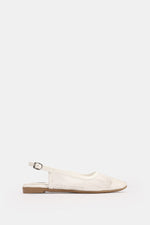 SLINGBACK WHITE FLORAL MESH MULE