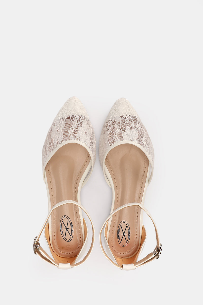 WHITE FLORAL STRAP FLAT