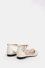 WHITE FLORAL STRAP FLAT