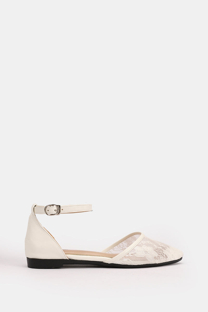 WHITE FLORAL STRAP FLAT