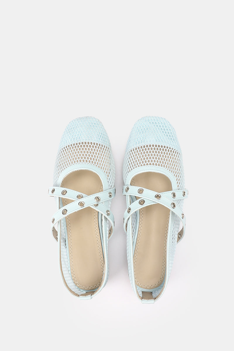 CROSS STRAP BLEU CIEL BALLERINA