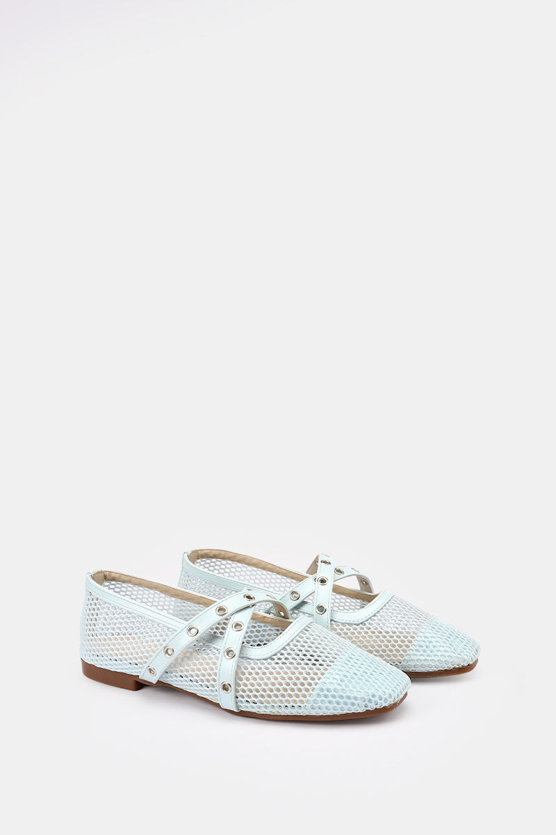 CROSS STRAP BLEU CIEL BALLERINA