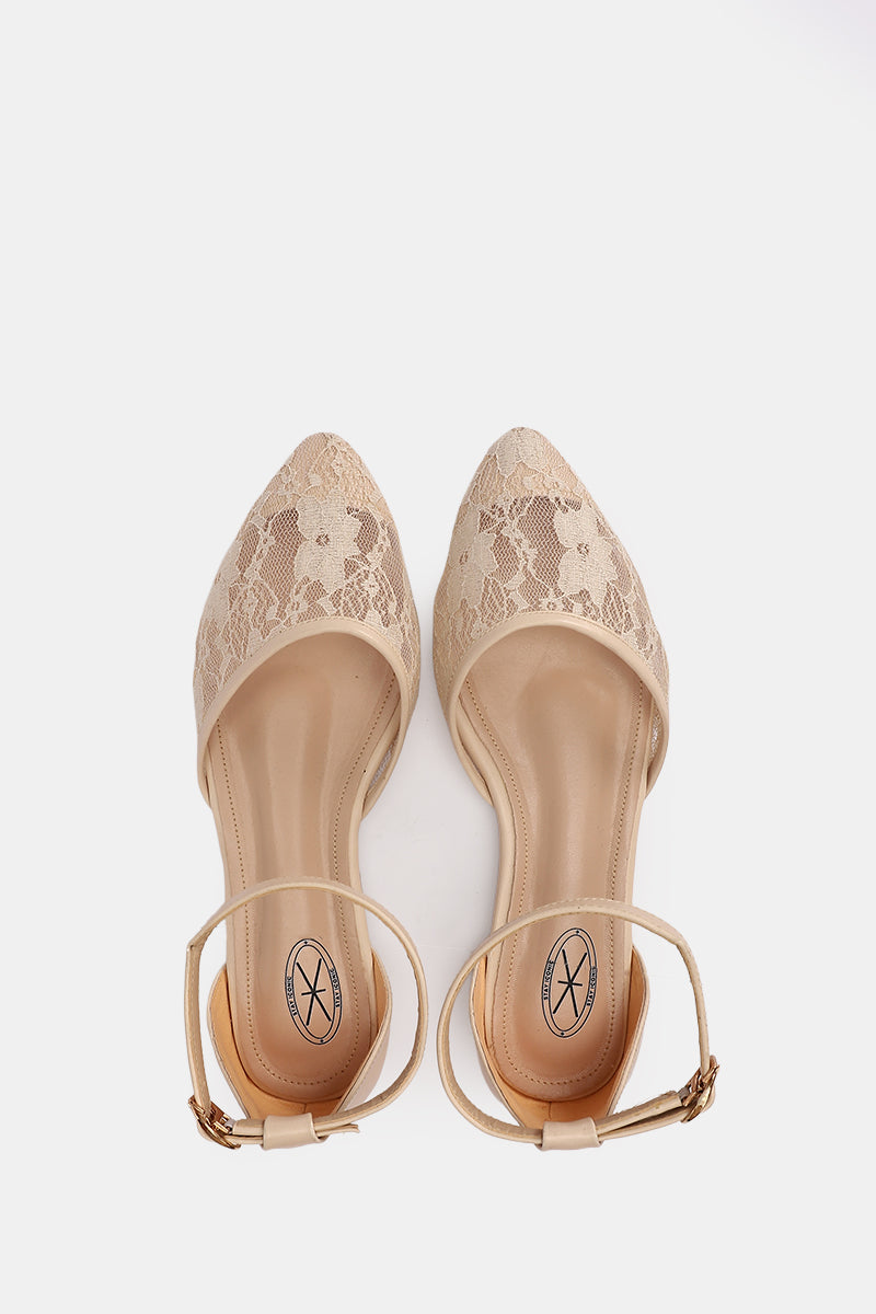 BEIGE FLORAL STRAP FLAT