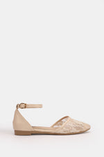 BEIGE FLORAL STRAP FLAT