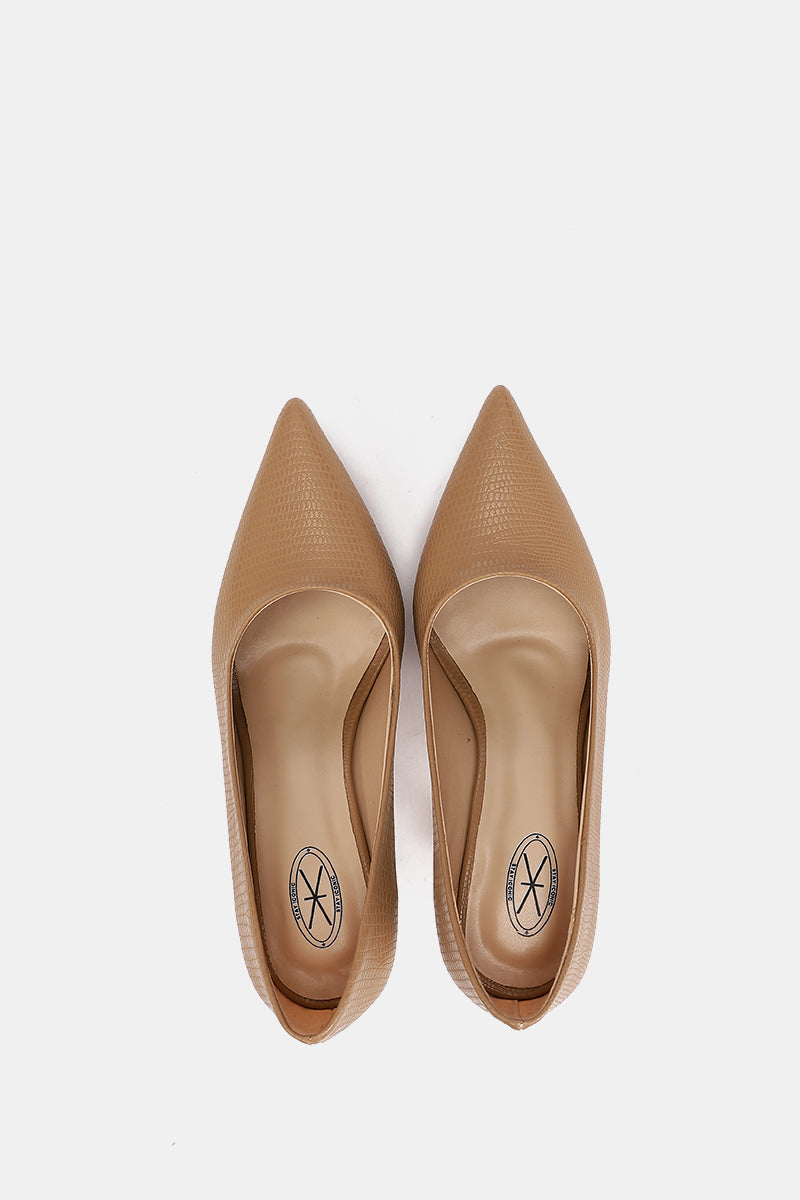 COFFE CROCODILE KITTEN HEELS