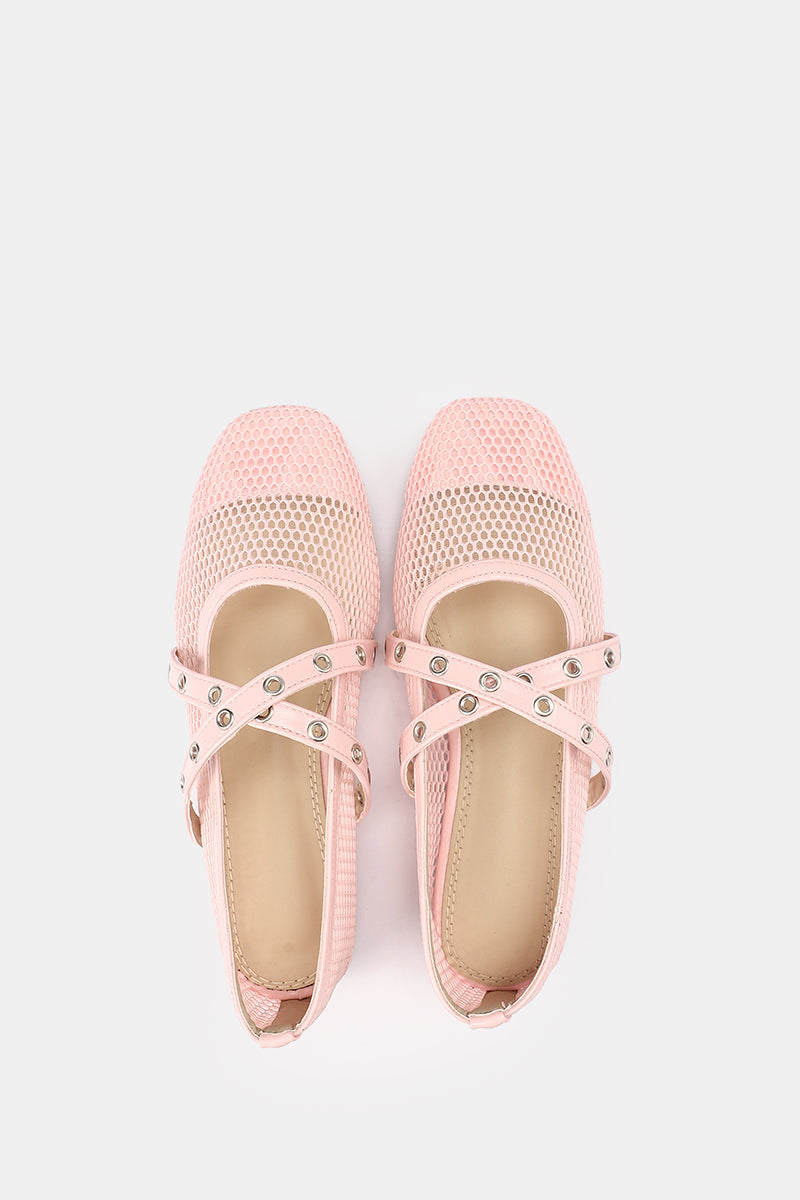 PINK CROSS STRAP BALLERINA