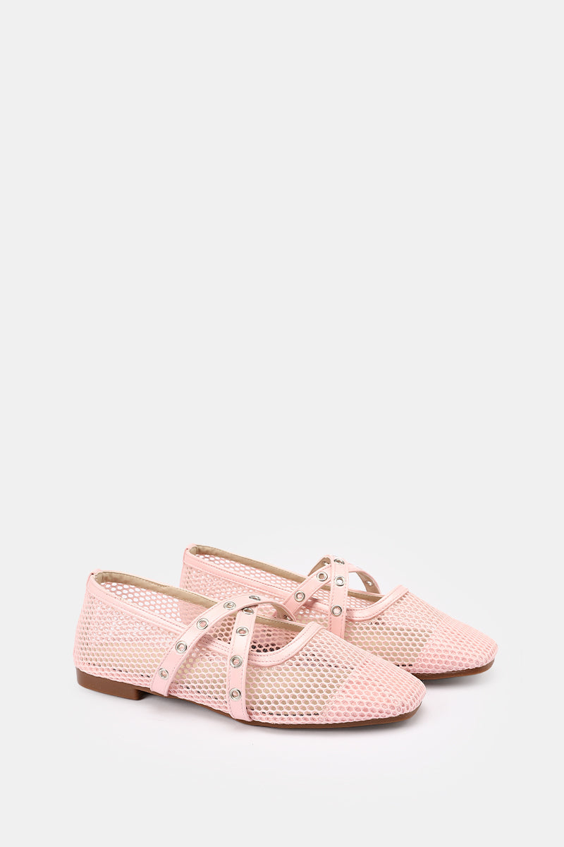 PINK CROSS STRAP BALLERINA