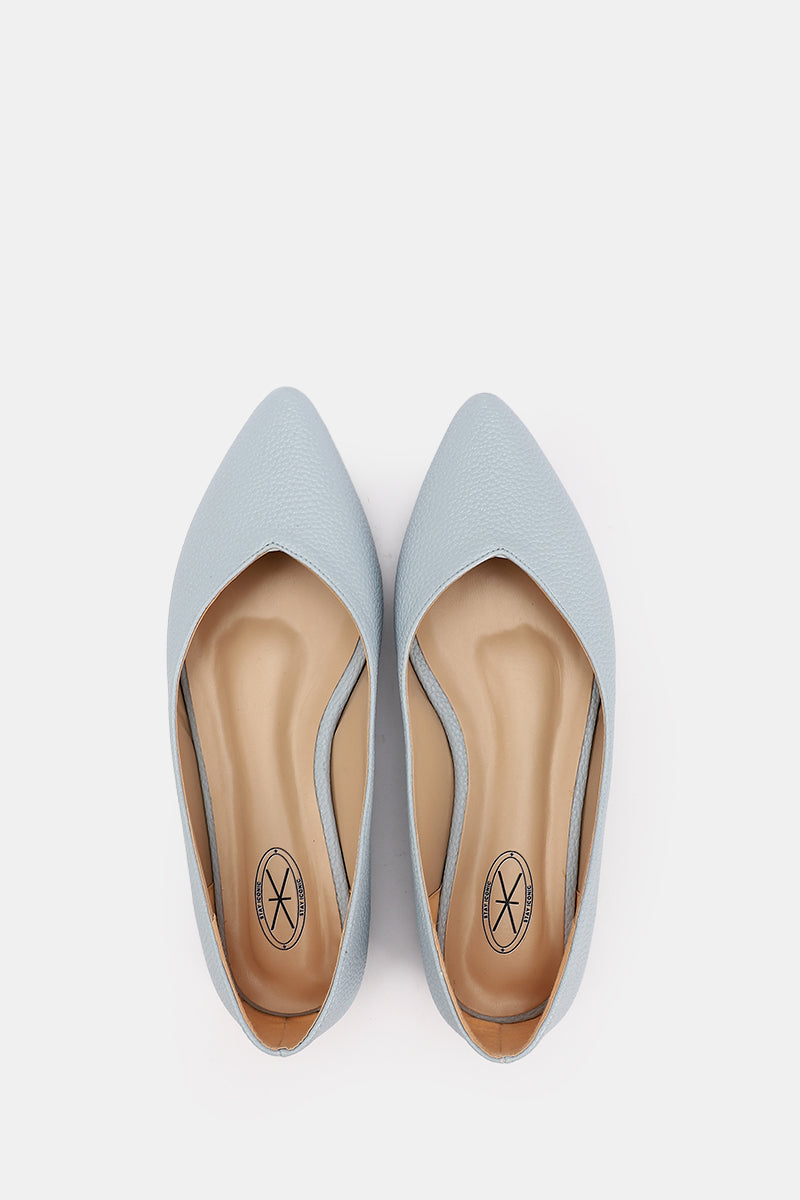 BLEU CIEL FLAT LEATHER BALLET