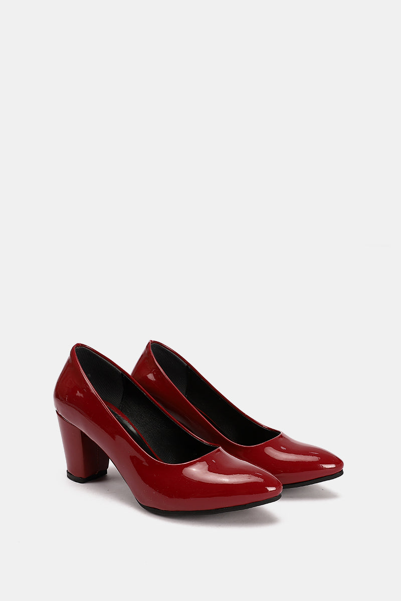 BURGUNDY VERNE CHUNKY HEELS