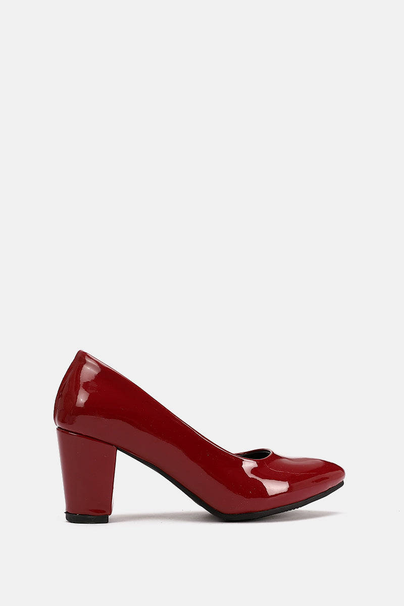 BURGUNDY VERNE CHUNKY HEELS
