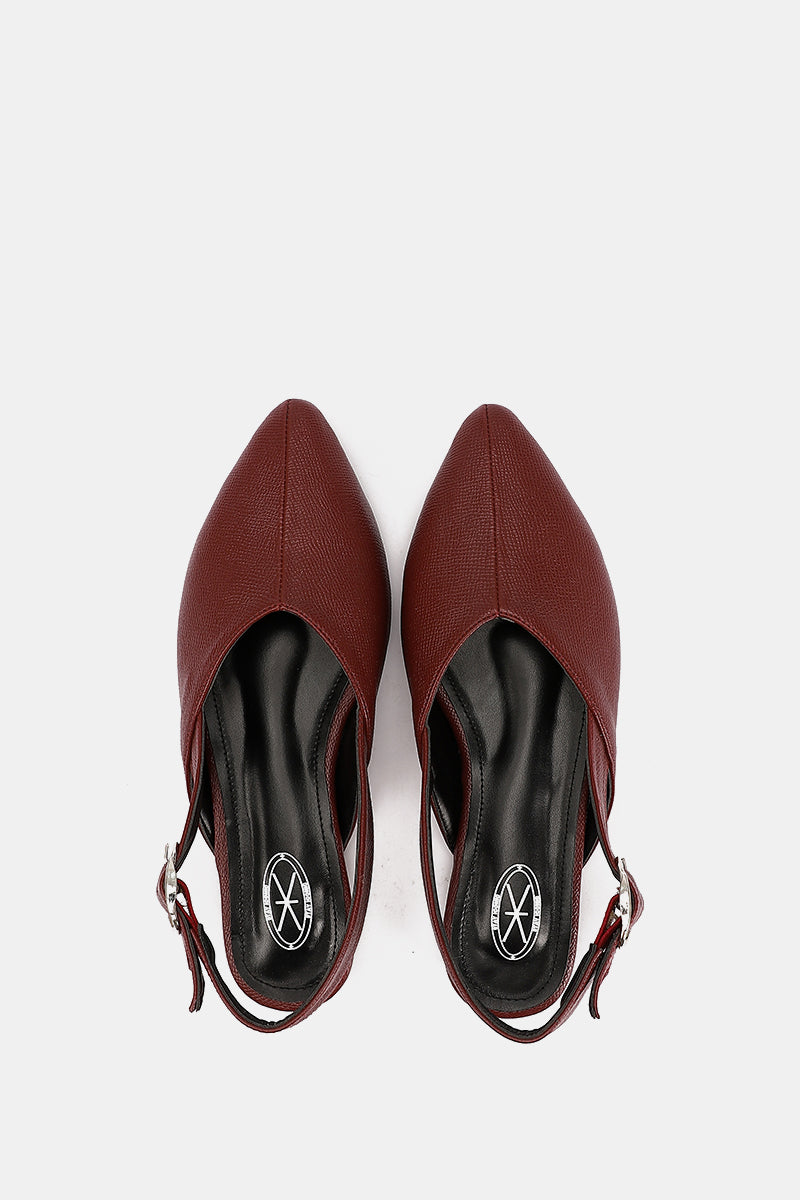 BURGUNDY SLINGBACK BUCKLE MULE