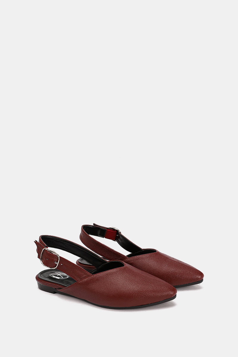 BURGUNDY SLINGBACK BUCKLE MULE