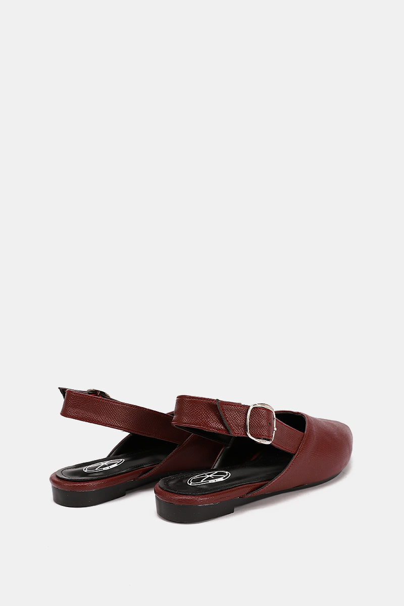 BURGUNDY SLINGBACK BUCKLE MULE