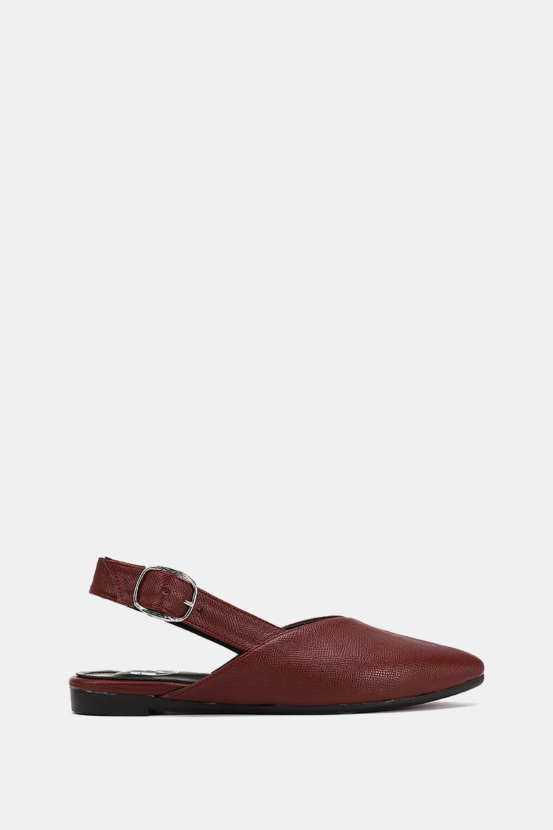 BURGUNDY SLINGBACK BUCKLE MULE