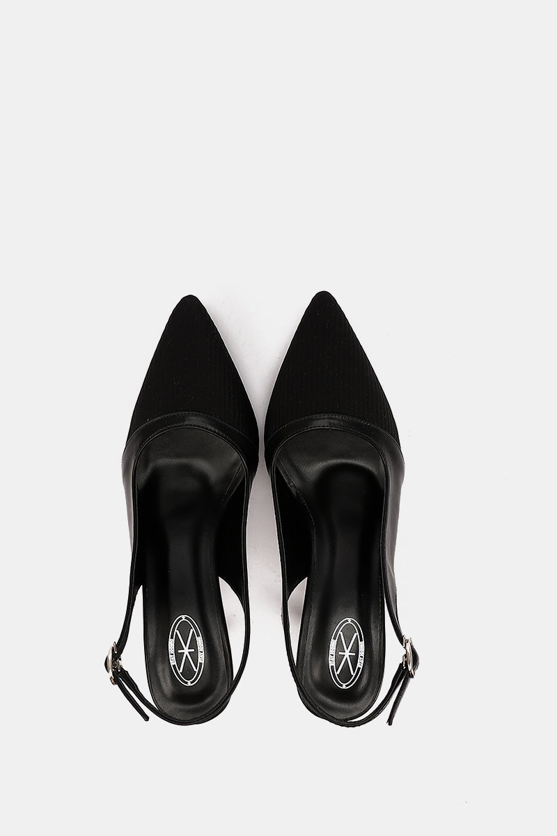 BLACK KNIT HEELS
