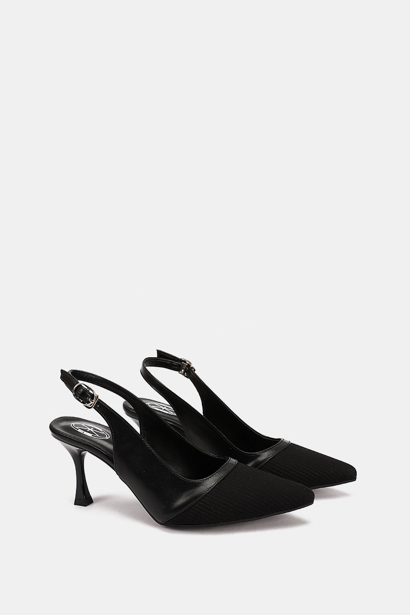 BLACK KNIT HEELS