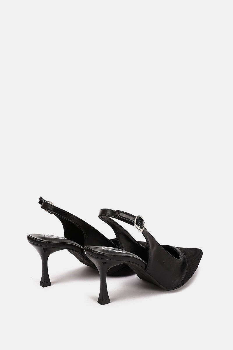 BLACK KNIT HEELS