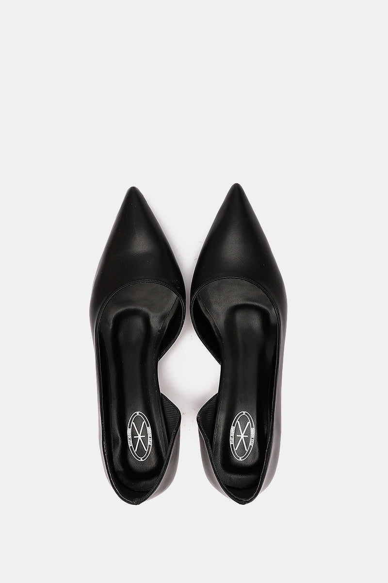 BLACK OPEN KITTEN PUMPS