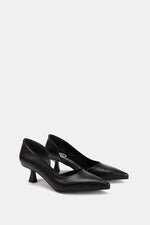 BLACK OPEN KITTEN PUMPS