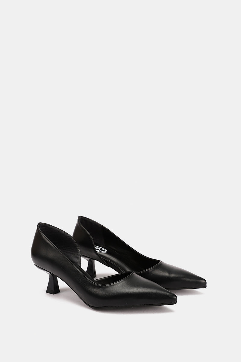 BLACK OPEN KITTEN PUMPS