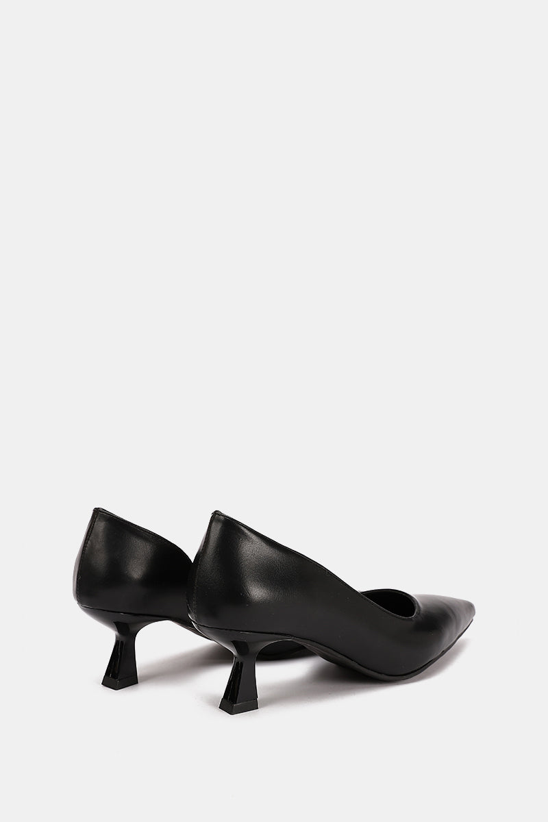 BLACK OPEN KITTEN PUMPS
