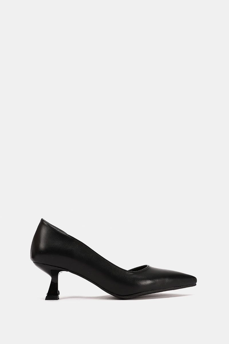 BLACK OPEN KITTEN PUMPS