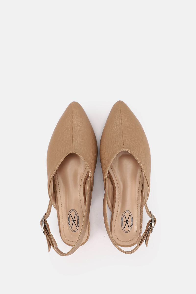 SLINGBACK BUCKLE BEIGE MULE