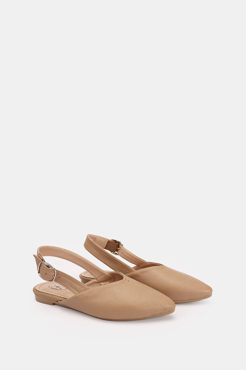 SLINGBACK BUCKLE BEIGE MULE