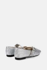 SILVER WIDE BUCKLE WOVEN BALLERINA