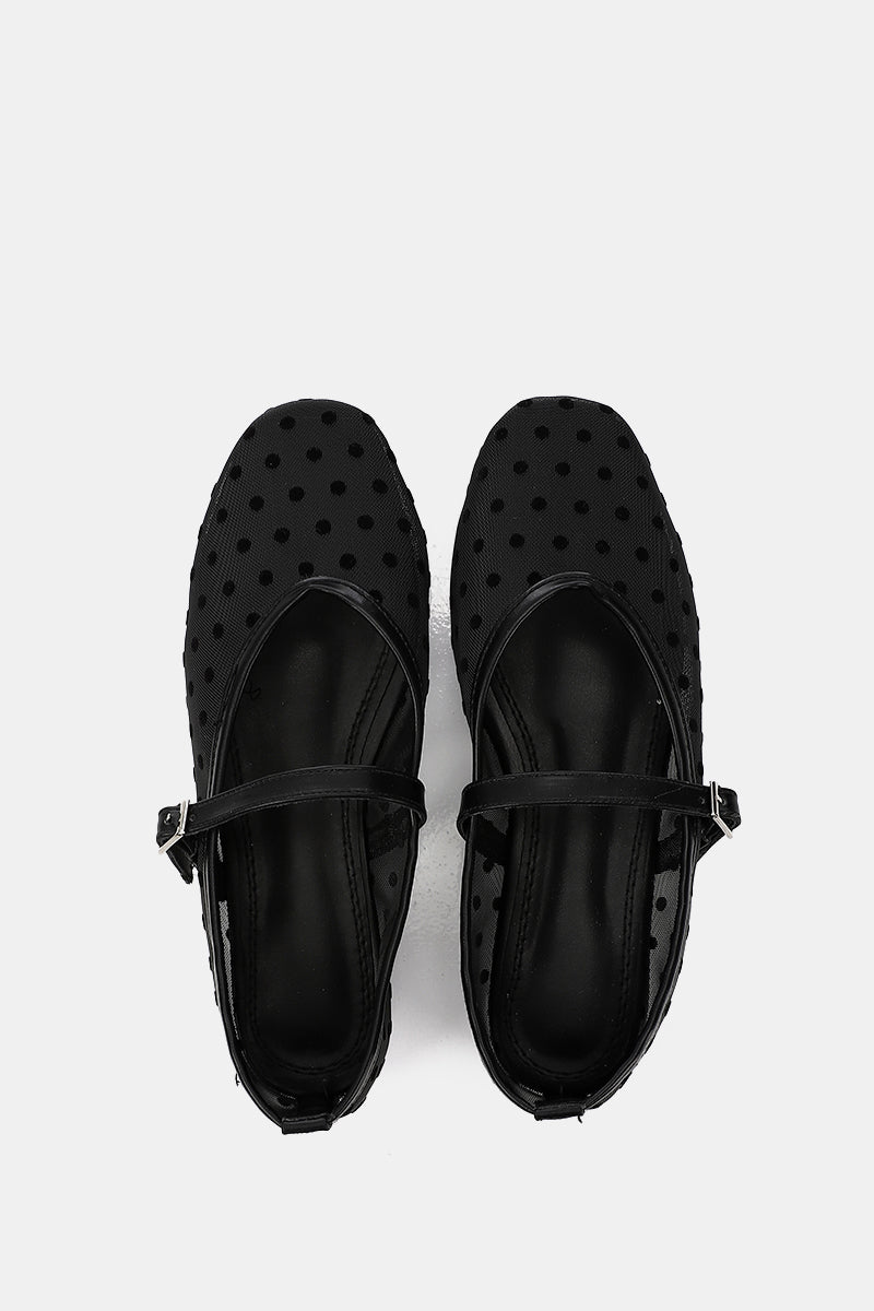 BLACK POLKA MESH MARY JANE