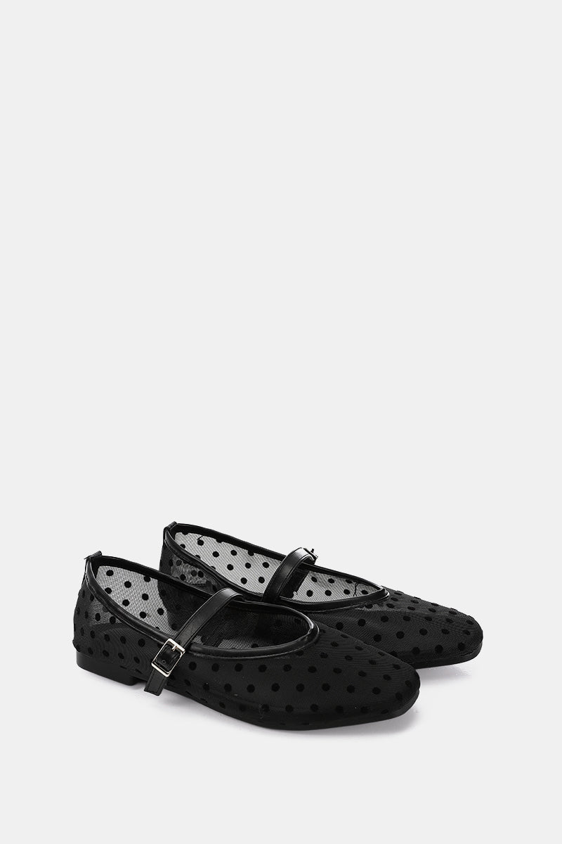 BLACK POLKA MESH MARY JANE