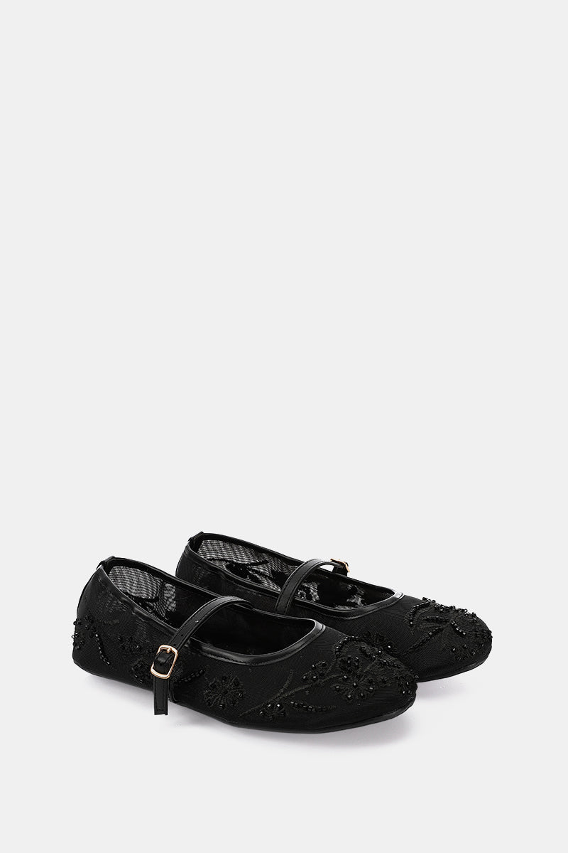 BLACK PEONY SHEER BALLERINA