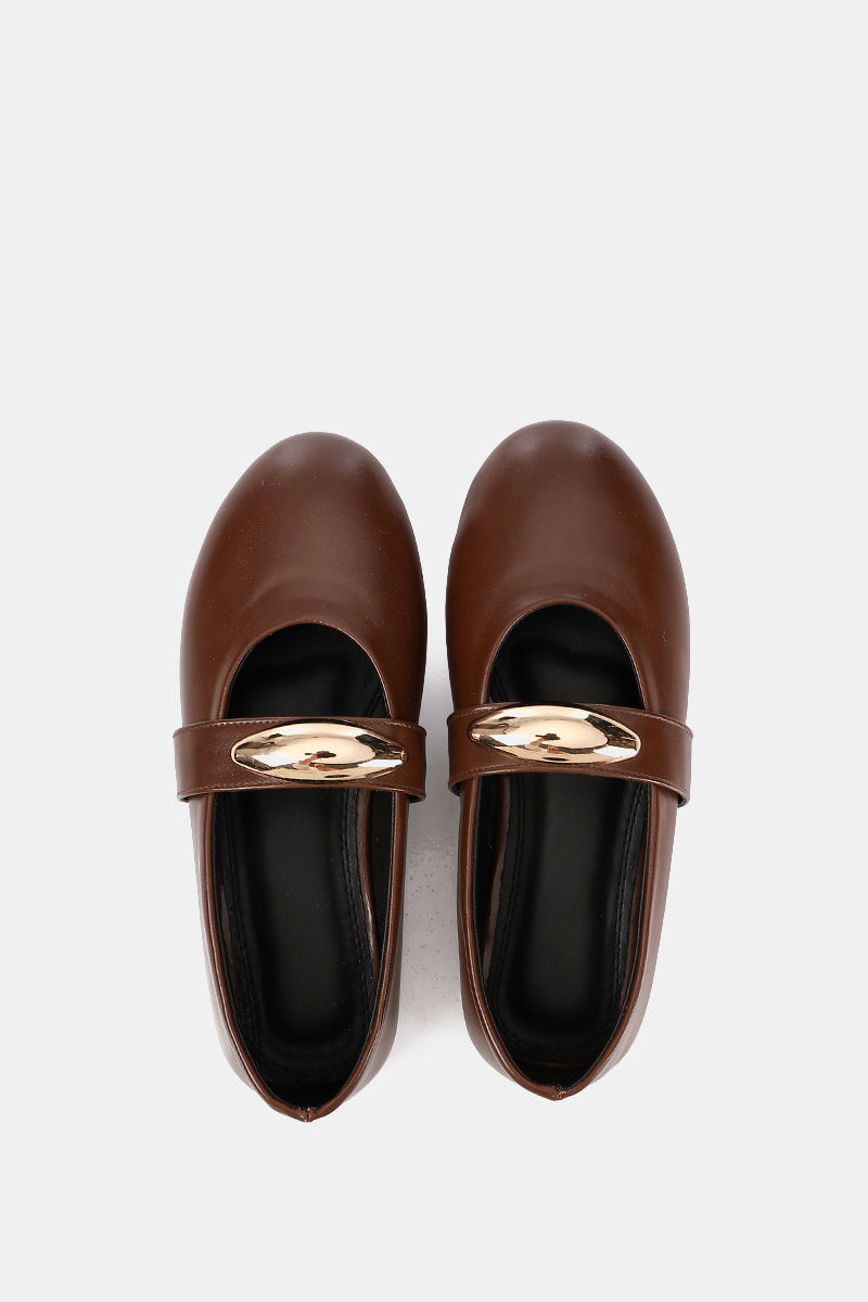 GOLD BUCKLE BROWN MARY JANE