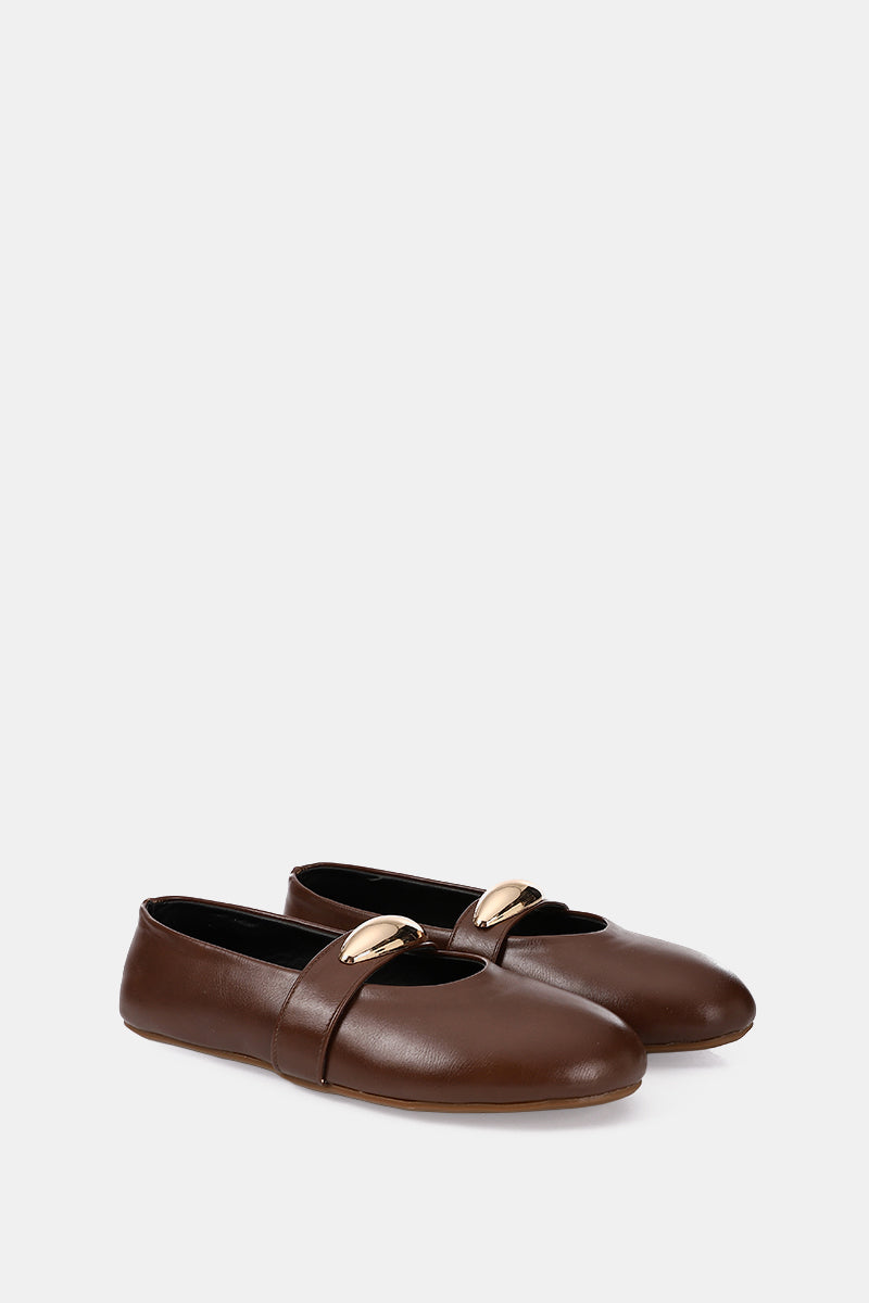 GOLD BUCKLE BROWN MARY JANE