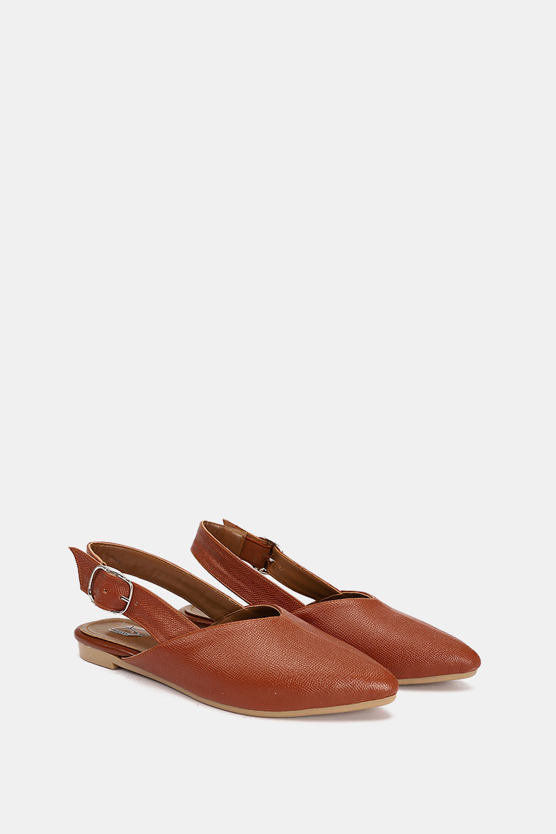 SLINGBACK BUCKLE TAN MULE