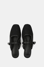 BLACK FLORAL MESH MULE
