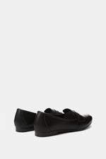 BLACK LEATHER SLIP ON LOAFERS