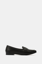 BLACK LEATHER SLIP ON LOAFERS