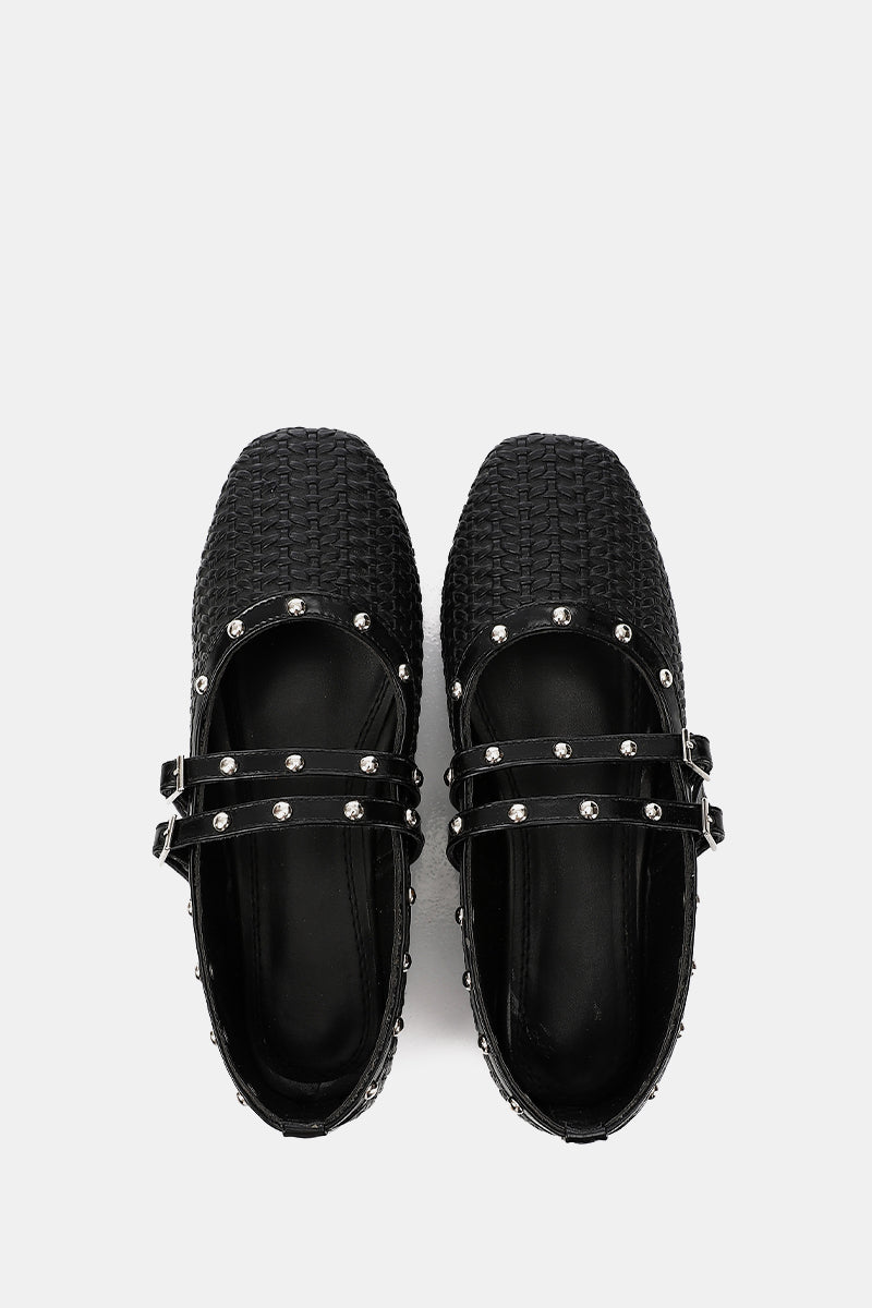 BLACK WOVEN MARY JANE