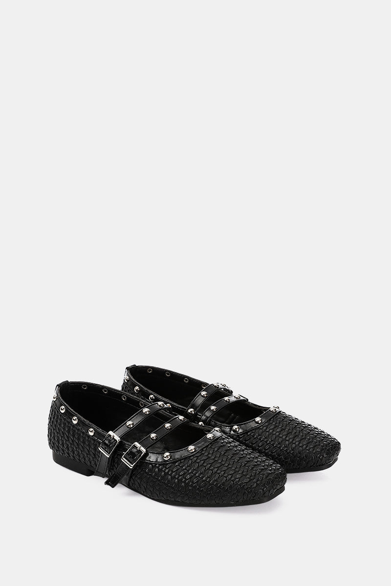 BLACK WOVEN MARY JANE